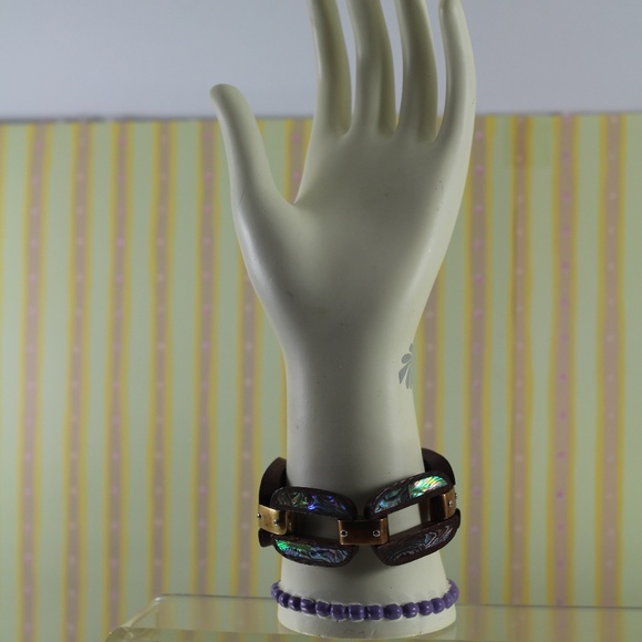 Henri Bendel Wood and Mother of Pearl Bracelet - Picture 14 of 16